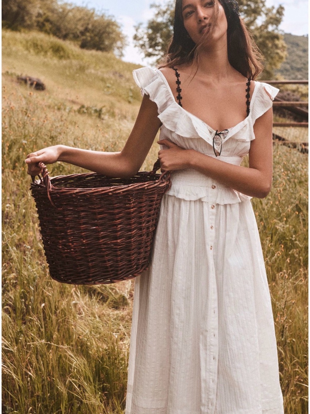 Pilcro White Ruffle Maxi Dress